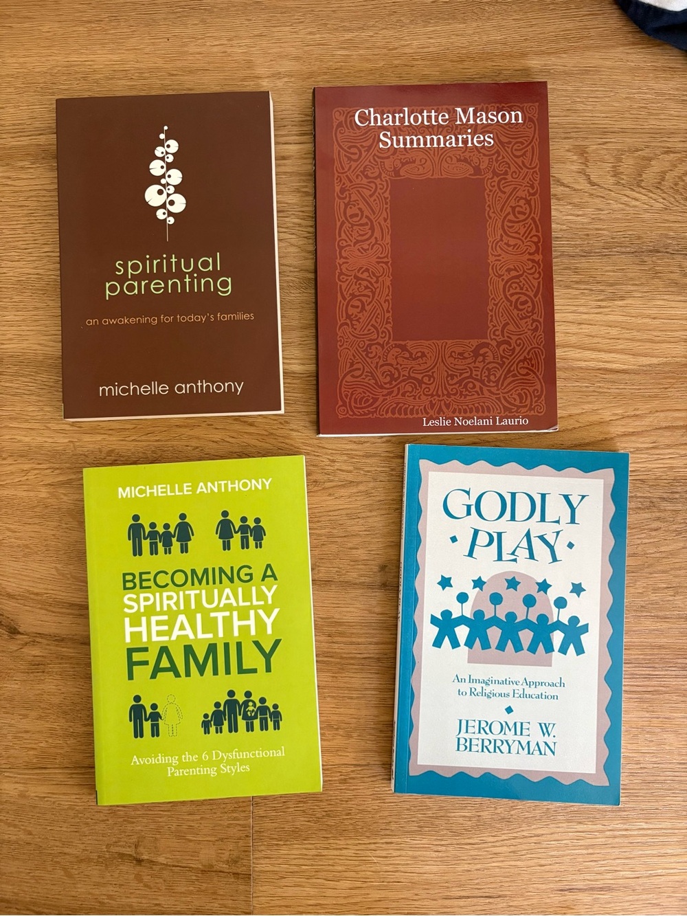 Set of Four Spiritual & Religious Books — Brown, Red, Lime, Teal Covers